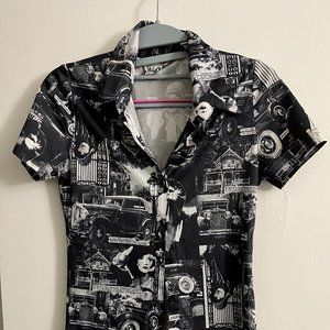 black and white button down